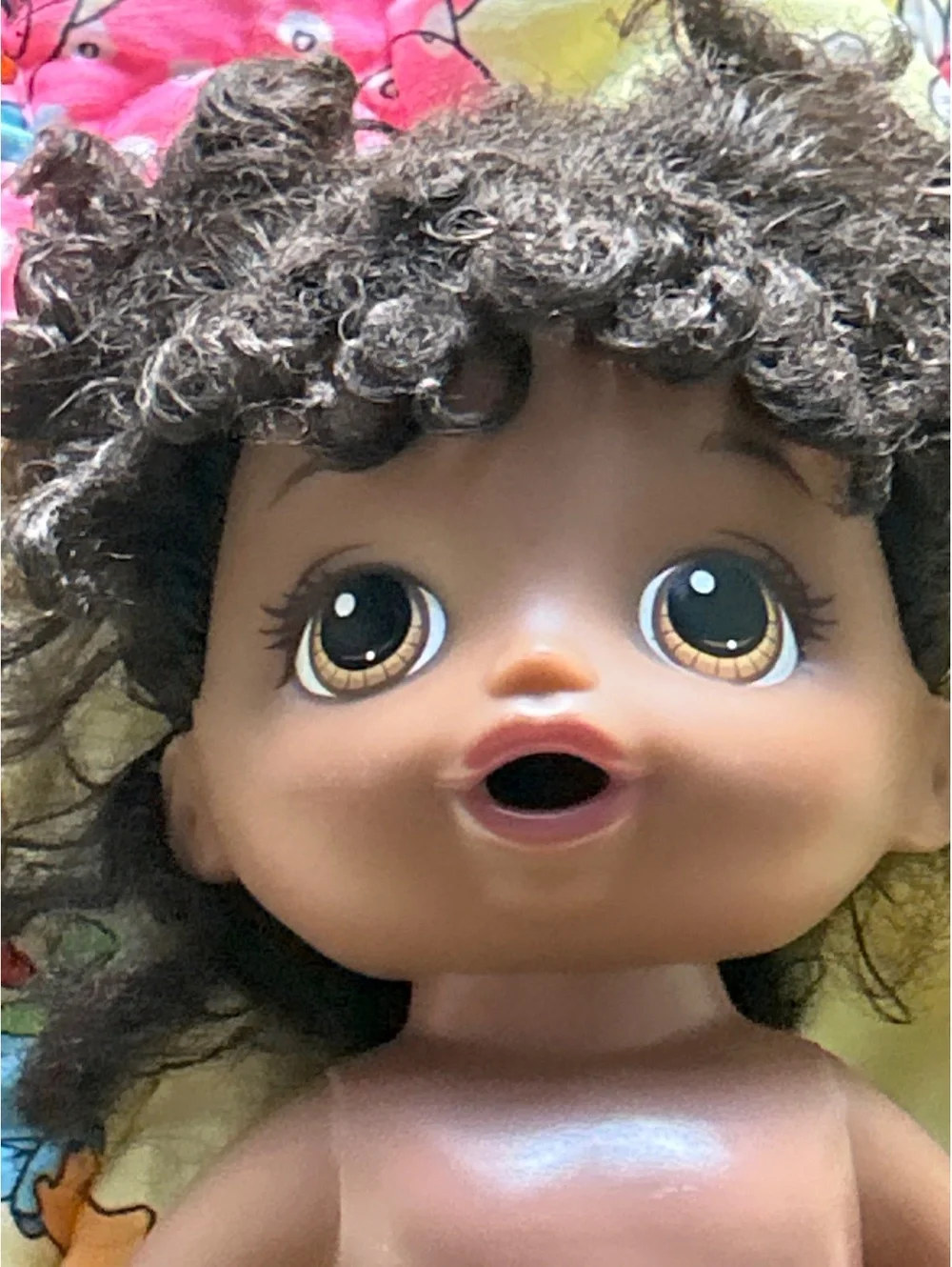 Hasbro baby alive  2017 Brown Curly Hair Baby Doll 12 Inch
